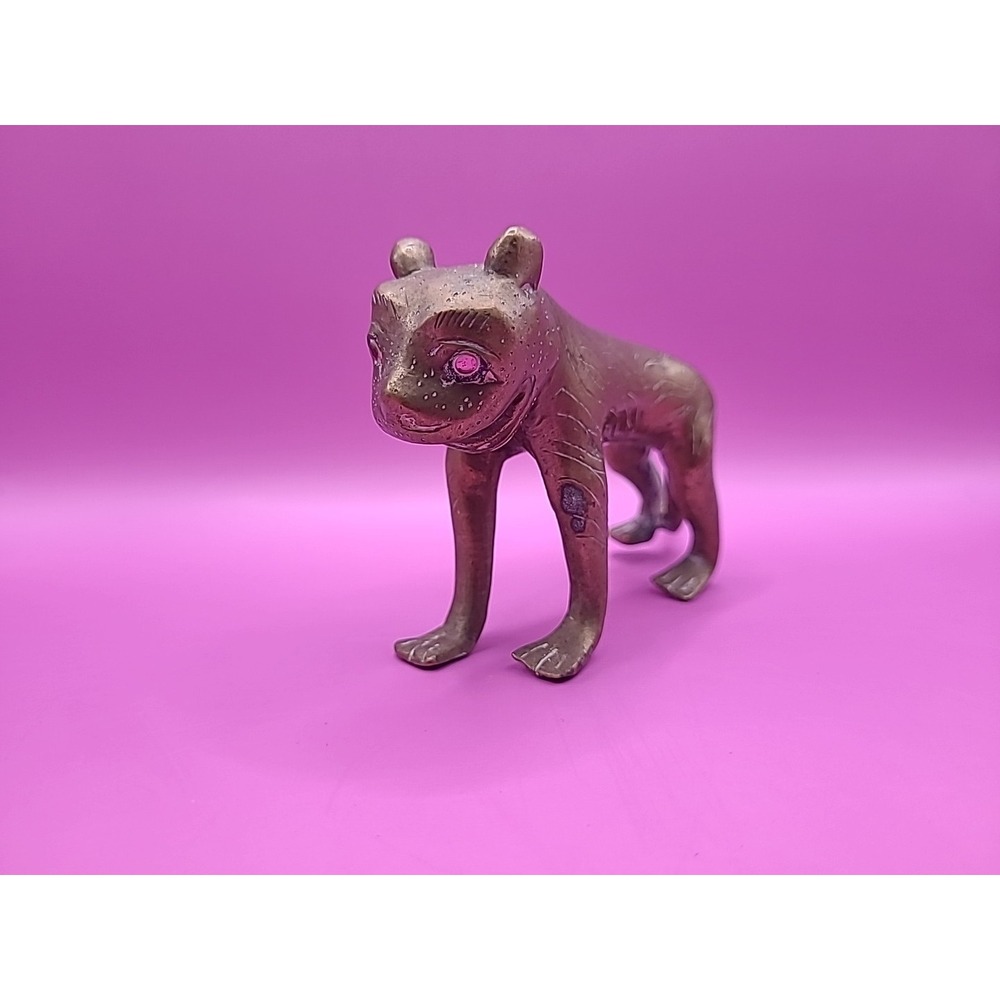 Antique Indian Brass Tiger castโ with open mouth and curved tail